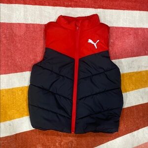 EUC Puma Red and Black Puffer Vest XXS 3/4